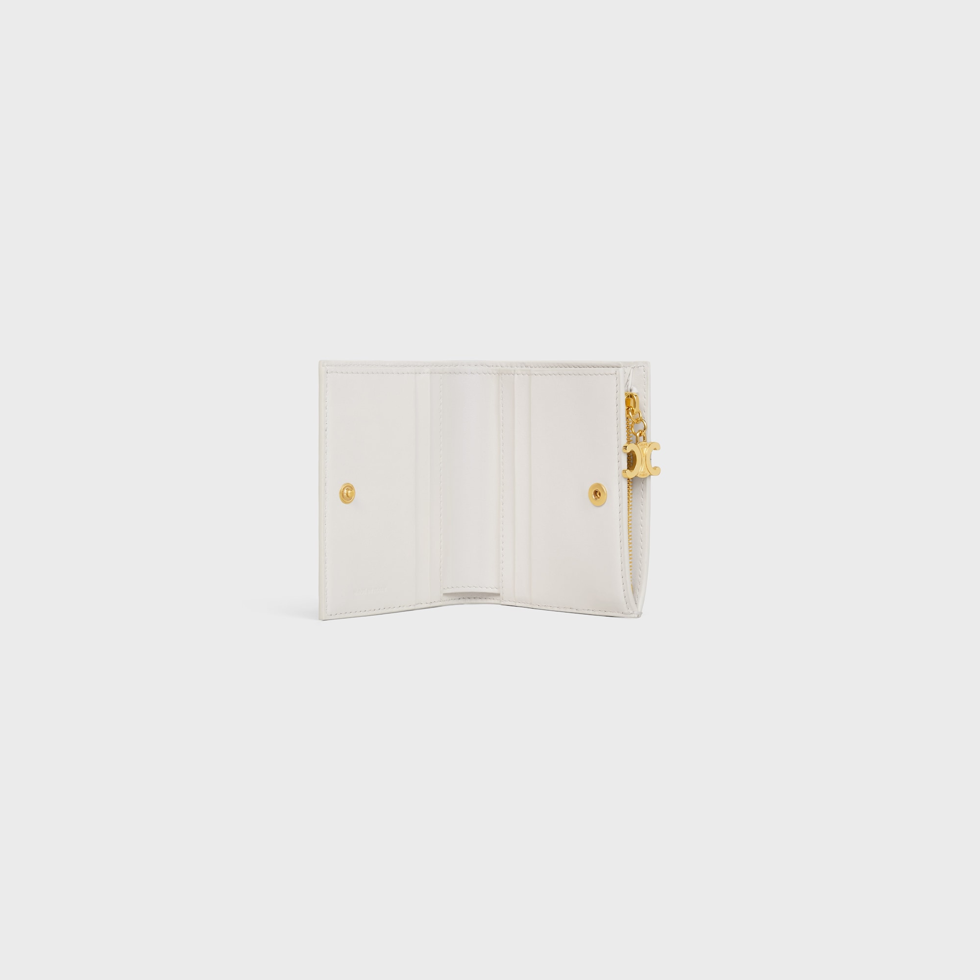 COMPACT WALLET TRIOMPHE CHARMS IN GRAINED CALFSKIN RICE - Image 4